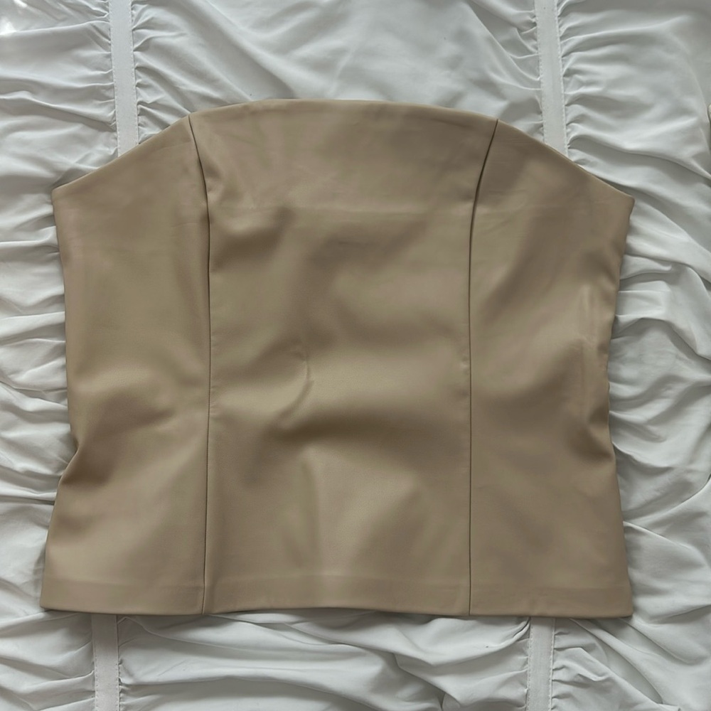 Strapless Faux Leather Tube Top